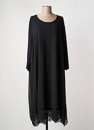 Robe mi-longue coupe fluide manches longues noir CISO femme