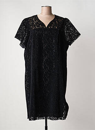 Robe mi-longue fermeture zippée au dos manches courtes noir CHRISTINE LAURE femme