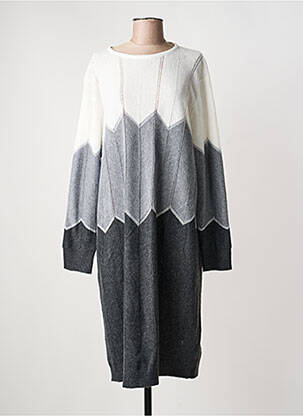 Robe pull coupe droite manches longues gris MICHA femme