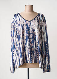 Pull col v manches longues bleu CHRISTINE LAURE femme