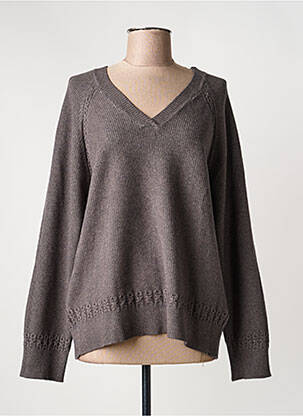 Pull coupe droite manches longues marron MD'M femme