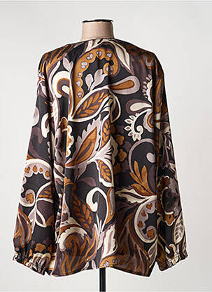 Blouse tissage popeline manches longues marron HALOGENE femme