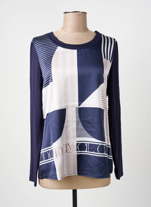 T-shirt imprimé fantaisie manches longues bleu BARBARA LEBEK femme