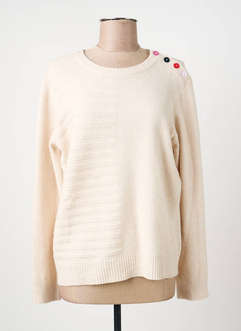 Pull col rond manches longues beige MD'M femme