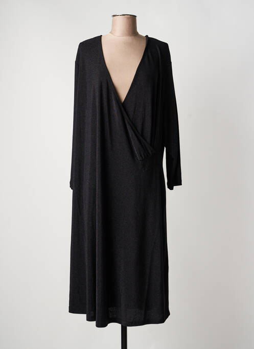 Robe mi-longue manches longues manches longues noir CISO femme
