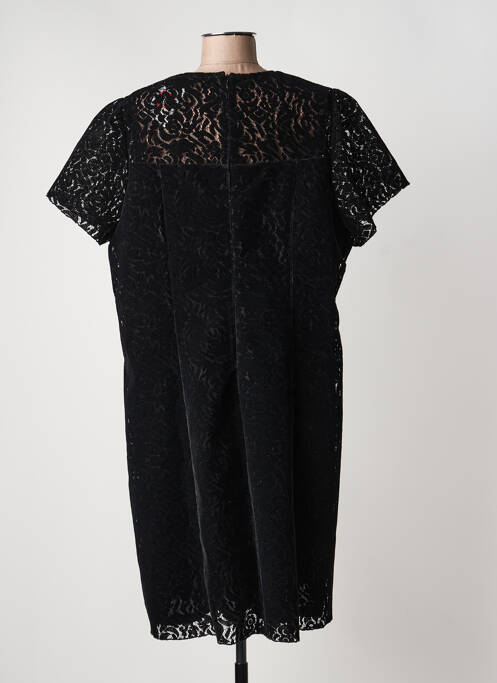 Robe mi-longue fermeture zippée au dos manches courtes noir CHRISTINE LAURE femme