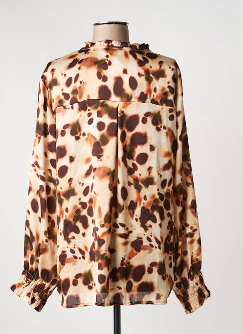 Blouse imprimé fantaisie manches longues marron HALOGENE femme