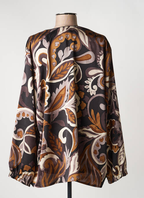Blouse imprimé fantaisie manches longues marron HALOGENE femme