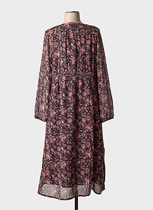 Robe mi-longue imprimé fantaisie manches longues noir C'EST BEAU LA VIE femme