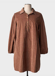 Robe mi-longue manches longues manches longues marron C'EST BEAU LA VIE femme