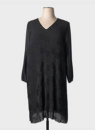Robe mi-longue manches longues manches longues noir SIGNE NATURE femme
