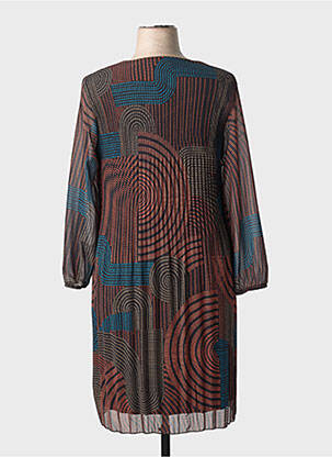 Robe mi-longue imprimé fantaisie manches longues noir SIGNE NATURE femme
