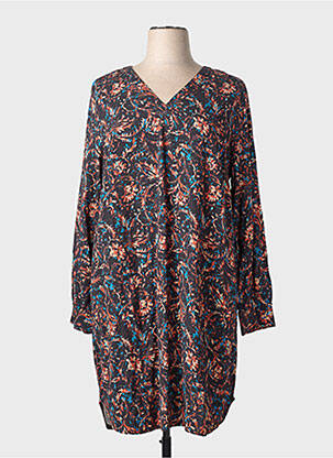 Robe mi-longue imprimé fantaisie manches longues noir CISO femme
