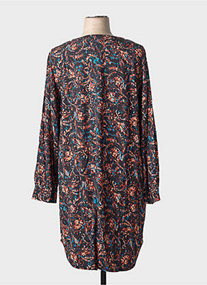 Robe mi-longue imprimé fantaisie manches longues noir CISO femme