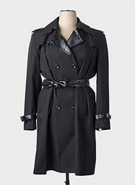 Trench tissage popeline sans capuche noir MADE IN FRANCE femme