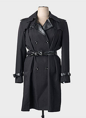 Trench tissage popeline sans capuche noir MADE IN FRANCE femme