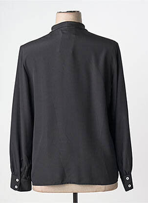 Chemisier coupe droite manches longues noir COTTONADE femme