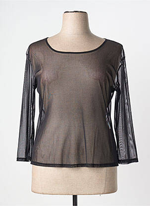 Top col rond manches 3/4 noir CARMEN femme