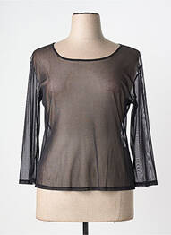 Top col rond manches 3/4 noir CARMEN femme