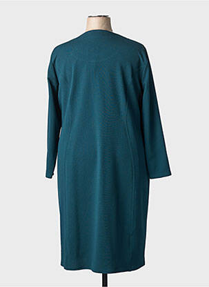 Robe mi-longue tissage crêpe manches longues vert GEVANA femme