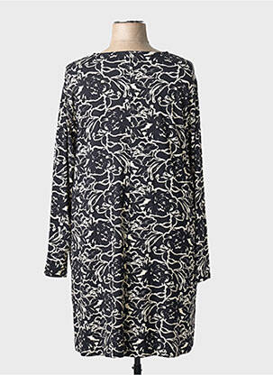 Robe mi-longue imprimé fantaisie manches longues noir CISO femme