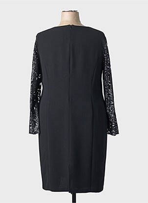 Robe mi-longue manches longues manches longues noir GEVANA femme
