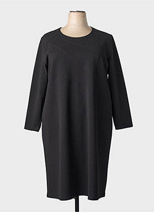 Robe mi-longue manches longues manches longues noir GEVANA femme
