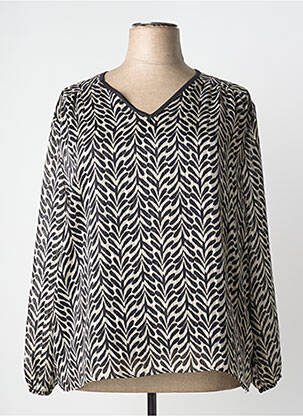 Blouse imprimé fantaisie manches longues noir GEVANA femme