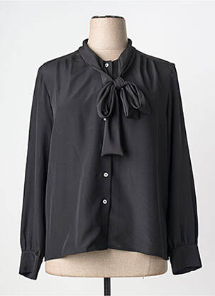 Chemisier coupe droite manches longues noir COTTONADE femme