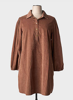 Robe mi-longue manches longues manches longues marron C'EST BEAU LA VIE femme