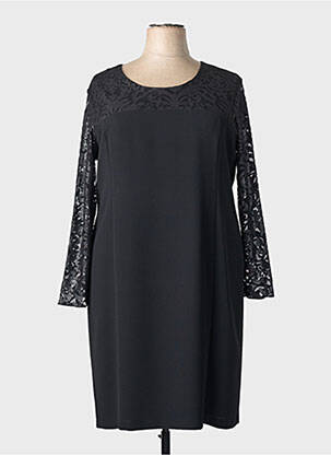 Robe mi-longue manches longues manches longues noir GEVANA femme