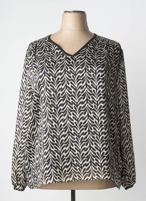 Blouse tissage popeline manches longues noir GEVANA femme