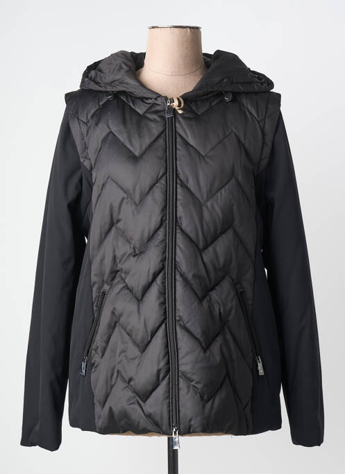 Doudoune manches longues a capuche noir PREGIO COUTURE femme