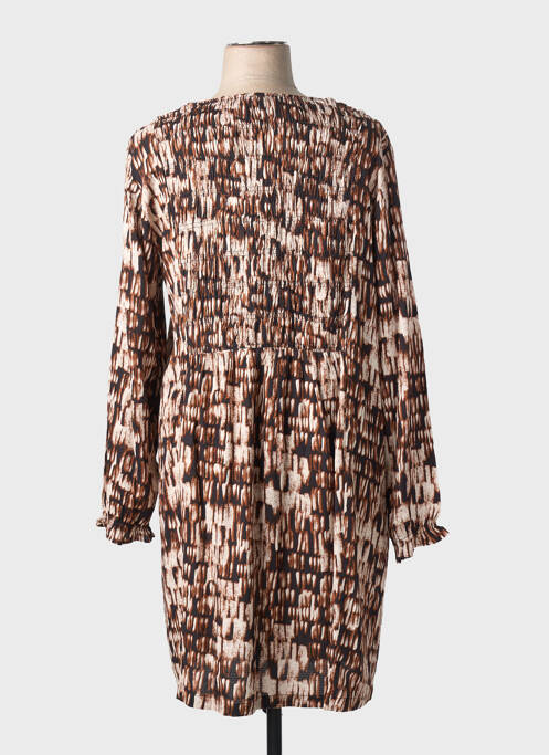 Robe mi-longue imprimé fantaisie manches longues marron CISO femme