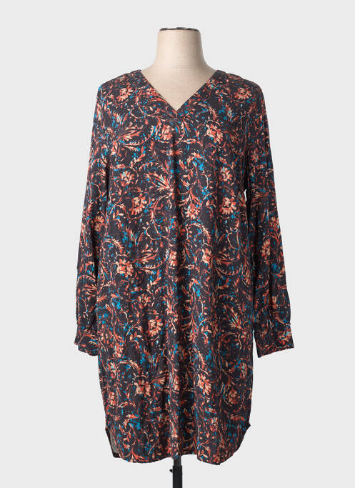 Robe mi-longue imprimé fantaisie manches longues noir CISO femme