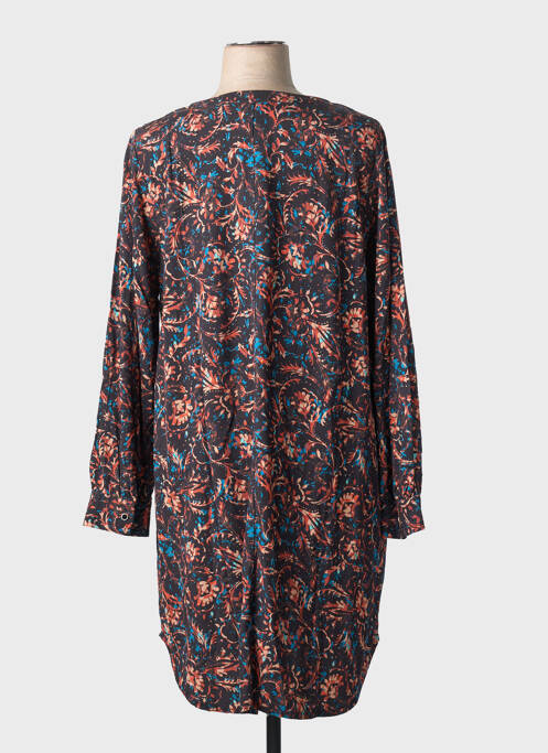 Robe mi-longue imprimé fantaisie manches longues noir CISO femme