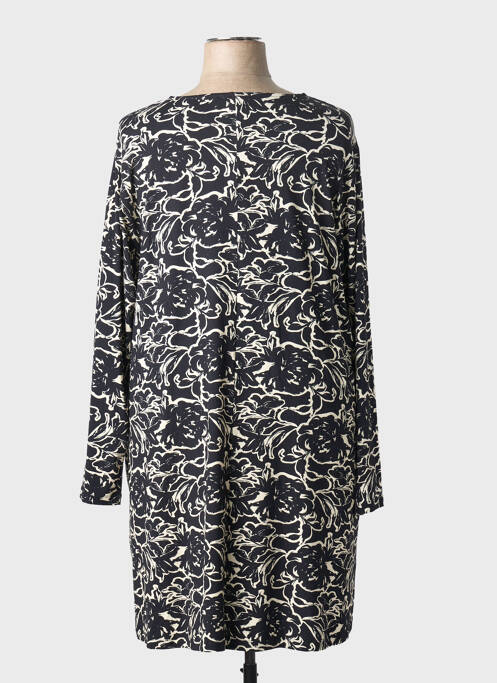 Robe mi-longue imprimé fantaisie manches longues noir CISO femme
