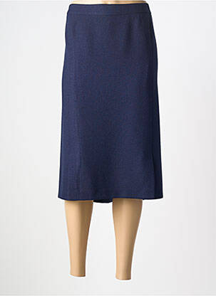 Jupe mi-longue doublure textile bleu GUY DUBOUIS femme