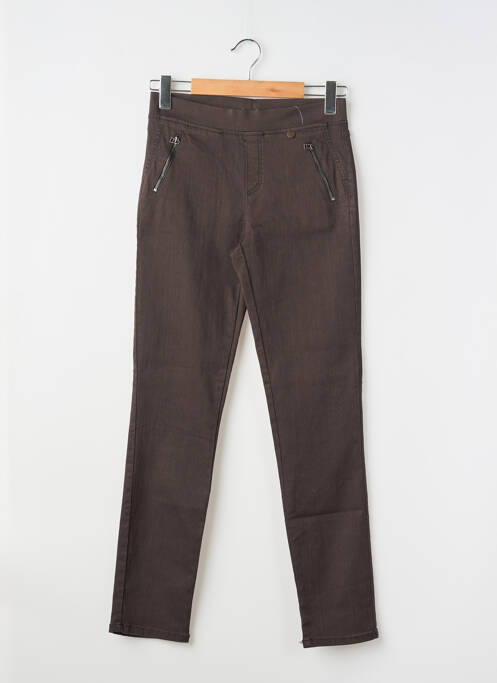 Jegging tissage popeline taille normale marron ANNA MONTANA femme