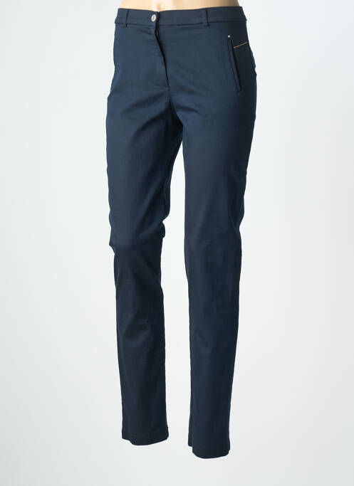 Pantalon chino tissage popeline taille normale bleu CHRISTINE LAURE femme