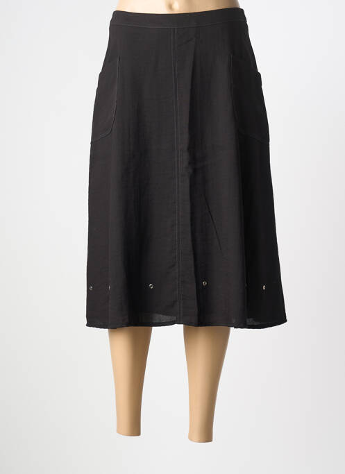 Jupe mi-longue doublure textile noir CHRISTINE LAURE femme