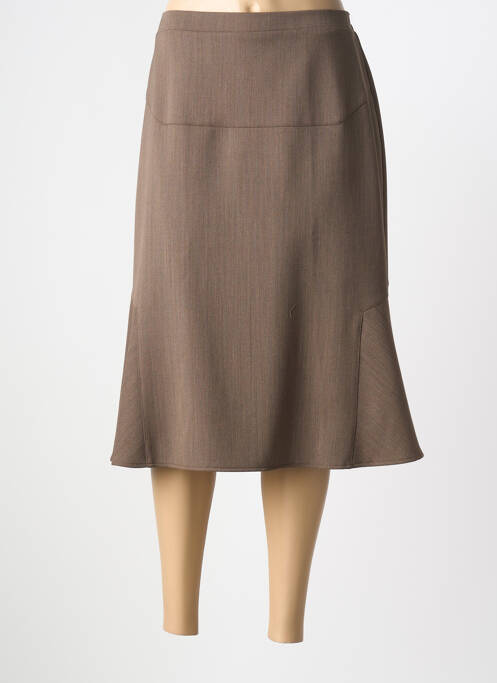 Jupe mi-longue doublure textile marron GRIFFON femme