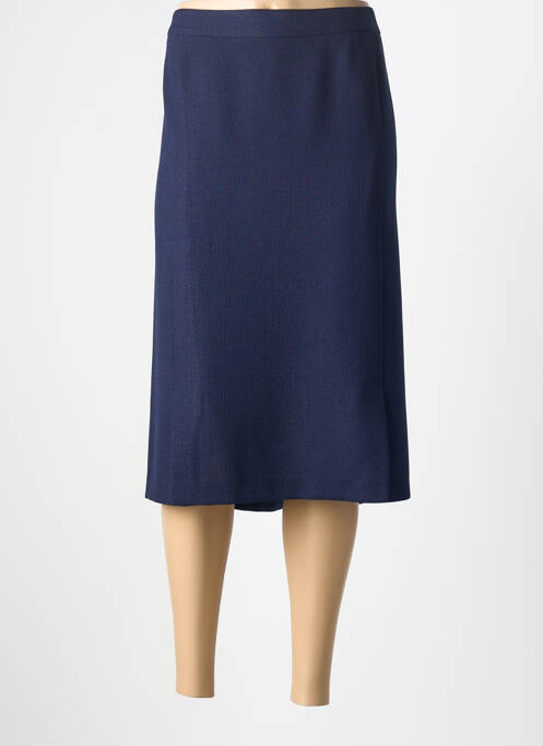 Jupe mi-longue doublure textile bleu GUY DUBOUIS femme