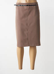 Jupe mi-longue coupe droite marron LORENA PARIS femme