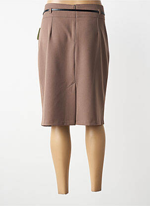 Jupe mi-longue coupe droite marron LORENA PARIS femme