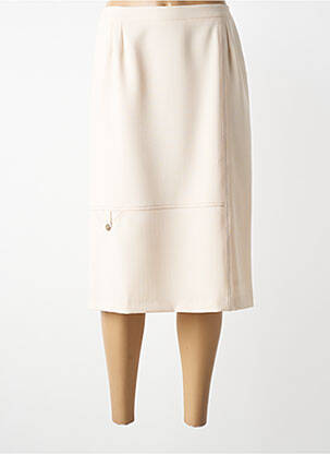 Jupe mi-longue coupe droite beige GEVANA femme