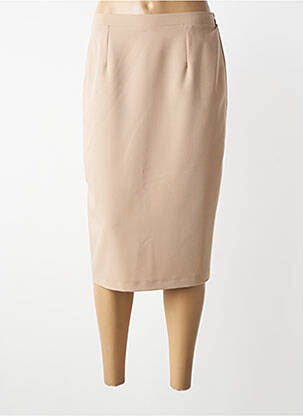 Jupe mi-longue coupe droite beige GRIFFON femme