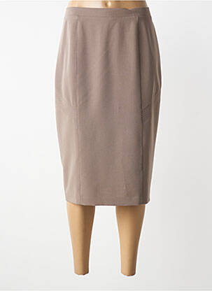 Jupe mi-longue coupe droite beige GRIFFON femme