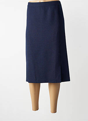 Jupe mi-longue coupe droite bleu GUY DUBOUIS femme
