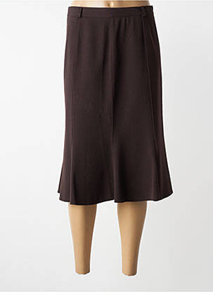 Jupe mi-longue coupe évasée marron UN TEMPS POUR ELLE femme